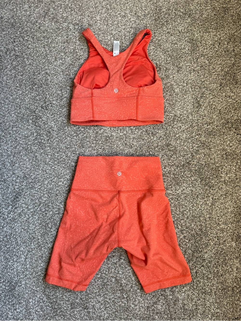 Lululemon Wunder Train High Rise Short and Sports Bra Set In Crunch Warm Coral - Picture 5 of 7